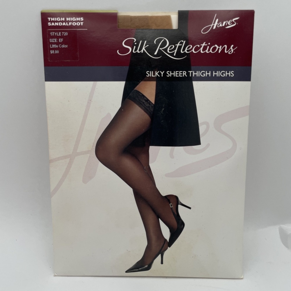 Hanes Silk Reflections Silky Sheer Thigh High Style 720 Size EF Little Color Tan